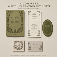 Kit d'invitation de mariage coordonné sur mesure, thème vintage, avec cadre floral gravé, invitation, calendrier, RSVP, monogramme, cartes ovales à insérer