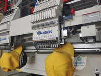 Machine à broder automatique à deux têtes Disen Dahao avec écran tactile informatisé, nouveau moteur 1200 tr/min, pour t-shirts, casquettes, 12 aiguilles, usage domestique