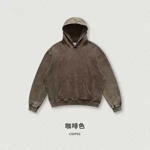 High Quality 100% Cotton Acid Washed Hoodie High Street Series Washing Old Sweater Stone Washed Vintage Hoodie