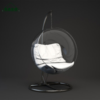 Fauteuil suspendu en forme d'œuf en fibre de verre transparente, en acrylique doré, pour jardin et terrasse extérieure