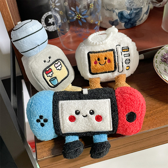 Cartoon Creative Game Console & Water Dispenser Plush Keychain, Electronic Appliance Doll, Claw Machine Toy