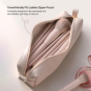 Ensemble de 13 pinceaux de maquillage en poils synthétiques vegan, luxe rose, étiquette privée personnalisée, pinceaux de maquillage de haute qualité avec sac pour les yeux et le visage - Product Image 4