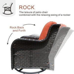 Rotin rotin rotatif extérieur patio sectionnel conversation rotin pivotant meubles de jardin canapé ensemble - Product Image 5