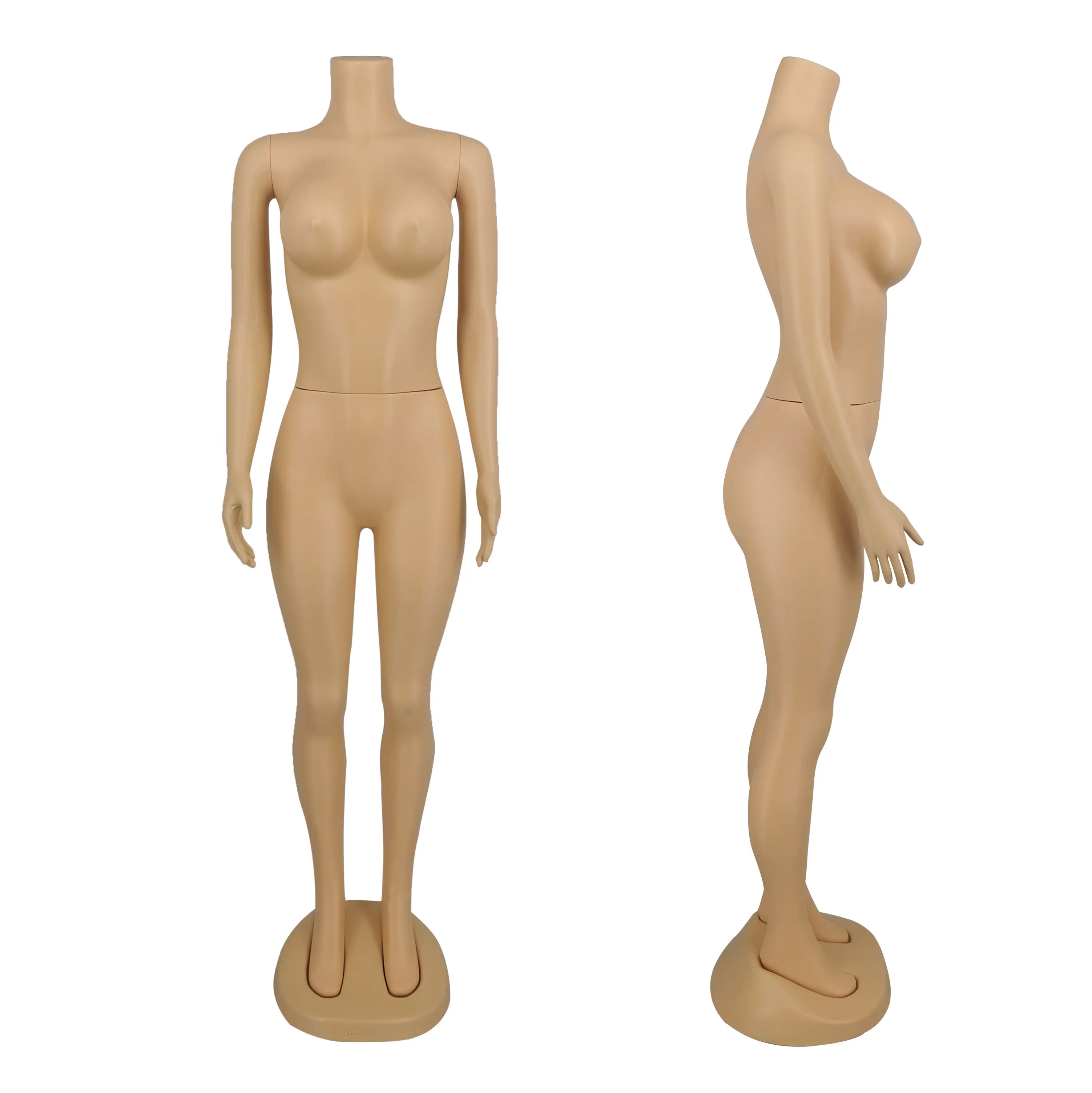 Bán Hot Nhựa Toàn Thân Ngực Lớn Manikin Màu Da Nữ Không Đầu Mannequin Cho Quần Áo Hiển Thị