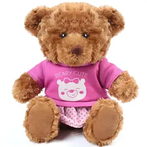 Custom Logo Roze T-Shirt Bruine Teddybeer Zacht Pluche Knuffel Kinderen Speelgoed 2024