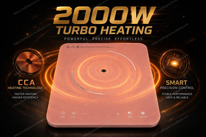 Table de cuisson à <span class=keywords><strong>induction</strong></span> électrique 2000W haute puissance, couleur rose, plaques en cristal importées, brûleur unique, pour usage domestique, commande tactile - Product Image 2