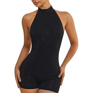 VOIKERDR Mono de lentejuelas para mujer, cuello halter, ajustado, para fiesta y discoteca - Product Image 1