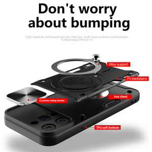 Trượt cửa sổ máy ảnh lá chắn bảo vệ điện thoại trường hợp đối với iPhone 16 Pro Max 15 14 cộng với 13 17 không khí 16e với chân đế di động Cover quay lại - Product Image 3