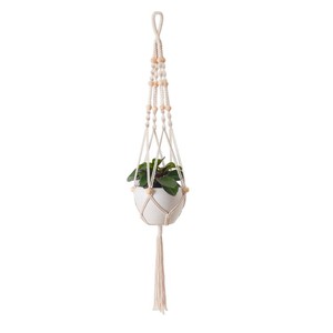 Panier suspendu d'intérieur en <span class=keywords><strong>corde</strong></span> de coton couleur naturelle style moderne <span class=keywords><strong>avec</strong></span> <span class=keywords><strong>pot</strong></span> de fleurs décoratif en fibre végétale - Product Image 2