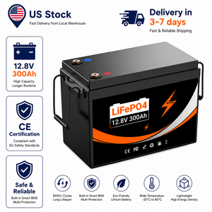 แบตเตอรี่ลิเธียม LiFePO4 ของสหรัฐอเมริกา 12.8V 300Ah พร้อมระบบจัดการแบตเตอรี่ 200A (BMS) มาตรฐาน CE UN38.3 สำหรับโซลาร์เซลล์ รถบ้าน เรือ จัดส่งรวดเร็ว เซลล์เกรด A 6000 รอบการใช้งาน - Product Image 1