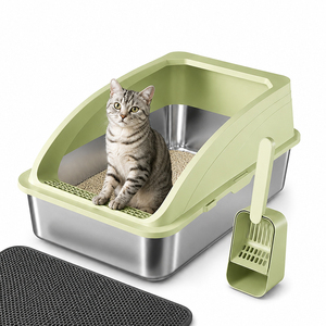 Lettiera per Gatti in Acciaio Inossidabile con Coperchio, Facile da Pulire, Grande Capacità, Multicolore, in Metallo - Product Image 1
