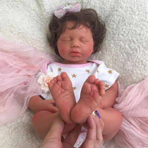 Poupée Bébé Réaliste <span class=keywords><strong>Reborn</strong></span> en Silicone Intégral Souple de 20 Pouces, Fille/Garçon LouLou aux Cheveux Bouclés, Poupée Compagnon en Gros - Product Image 4