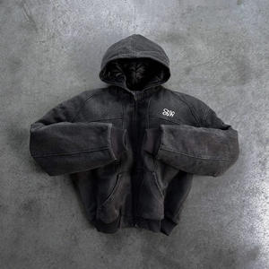 Veste à capuche décontractée et ample pour homme, style hip-hop américain, vintage, délavé, gothique, inspiré de la côte ouest. - Product Image 2