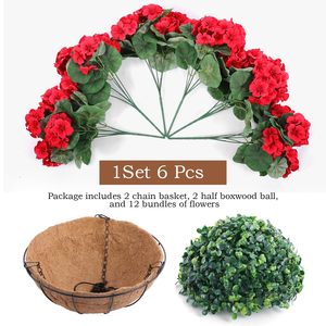 Maceta Colgante con <span class=keywords><strong>Geranios</strong></span> Artificiales Rojos para Decoración de Patio, Jardín o Balcón - Product Image 5