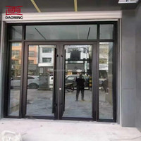 Porte coulissante commerciale haut de gamme en aluminium moulé, isolation thermique, design minimaliste, entrée principale en verre, utilisation en supermarché, extérieur
