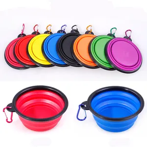 Sản Xuất Tùy Chỉnh Logo Xách Tay Có Thể Gập Lại Dog Bowl Thức Ăn Nước Cho Ăn Silicone TPE Ráp Vật Nuôi Bát