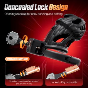 硅胶大龙男性贞操器BDSM性玩具可调镂空男性贞操锁笼子男性阴茎锻炼 - Product Image 3