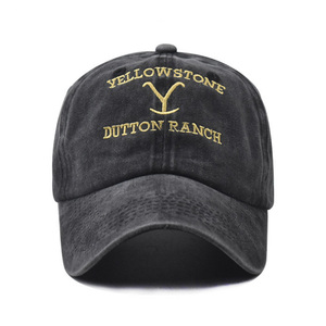 Gorras de Béisbol Vintage Bordadas en Algodón Desgastado, Gorras de Yellowstone <span class=keywords><strong>Dutton</strong></span> Ranch - Product Image 3
