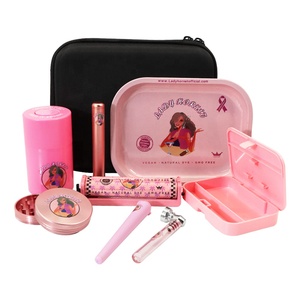 Hornet Pink Smoking Set Zinc Alloy Herb Grinder Metal Rolling Tray Plastic /Metal Airtight Herb Container Rolling Machine
