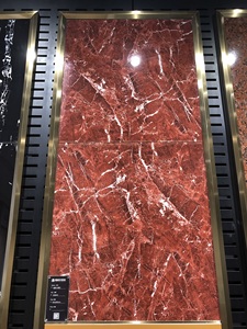 600x600 tráng men đánh bóng Sứ gạch đá cẩm thạch toàn thân màu đỏ sẫm thiết kế hiện đại cho phòng tắm hoặc gạch men nội thất - Product Image 3