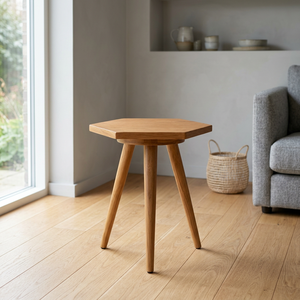 Mesa de Comedor Hexagonal de Teca Sólida, Estilo Moderno de Mediados de Siglo, Ecológica, Resistente al Agua, Duradera, con Tres Patas, Muebles para Comedor OEM - Product Image 4