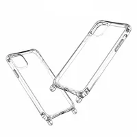 Für iPhone 13 Hochwertige stoß feste 4 Ecken Schutz transparente TPU Acryl Telefon abdeckung mit 2 Löchern für hängende Gurte