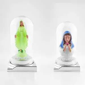 Fabrika hıristiyan cam kapak plastik katolik dini hediye öğeleri aydınlık mübarek bakire anne Mary Madonna heykelcik heykeli