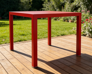 Mesa de Comedor Exterior de Aluminio Roja Cuadrada de 34 Pulgadas para 4 Personas con Tablero de Listones para <span class=keywords><strong>Terraza</strong></span> Comercial al Aire Libre - Product Image 3
