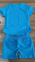 Ensemble de vêtements de yoga deux pièces pour femmes, t-shirt à manches courtes en tricot, shorts, tenue de sport pour la salle de sport, la salle de yoga, les cours de Pilates
