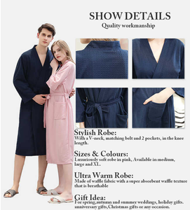 <span class=keywords><strong>Accappatoio</strong></span> Unisex con Logo personalizzato Waffle e <span class=keywords><strong>accappatoio</strong></span> da <span class=keywords><strong>uomo</strong></span> bianco personalizzato - Product Image 4