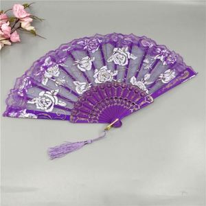 Éventail pliant en dentelle pour femmes, personnalisé, imprimé, pour la musique, les mariages, la décoration intérieure, accessoires de danse écologiques peints - Product Image 5