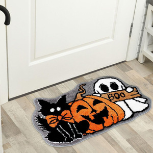Alfombrilla de felpa fantasma de calabaza de Halloween, diseño de telaraña, alfombra antideslizante absorbente de agua para baño, entrada, uso doméstico - Product Image 4