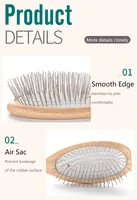 Brosse démêlante professionnelle CIDON à manche en bois et picots en acier inoxydable pour chiens et chats – Soin des poils
