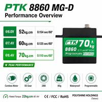 Servo Digital Impermeable PTK 8860 MG-D 80g con Engranaje de Acero Inoxidable, Motor sin Núcleo, 70kg, 0.110s, Programable para Coche RC de Ala Fija