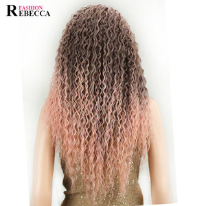 Perruque à lacet frontal en cheveux synthétiques Noble Gold de Alibaba <span class=keywords><strong>Express</strong></span>, couleur ombrée, longue longueur, ondulation crépue, belle couleur - Product Image 6