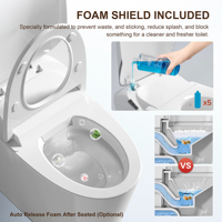 S037 Toilette intelligente avec capteur au pied, double chasse, télécommande, siphon en P, cuvette allongée, conception monobloc pour usage domestique et hôtelier