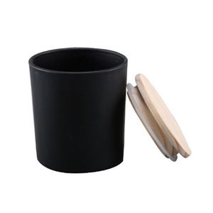 Vetro nero <span class=keywords><strong>bianco</strong></span> rosso candela tazza con coperchio in <span class=keywords><strong>legno</strong></span> porta metallo personalizzabile per matrimoni Logo stampato - Product Image 2