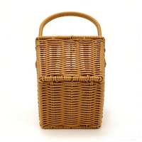 Panier Cadeau de Rangement pour Fleurs en Rotin PP 100% Tressé à la Main, Écologique, Imperméable et Gain de Place, avec Poignées – Idéal Fête des Mères