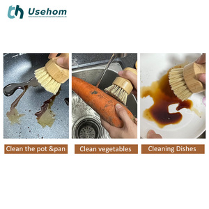 Fregadero de cocina, sisal natural + palmeras de coco y cepillo de limpieza de bambú vegetal, Juego de cepillos de limpieza de platos con base de Bambú - Product Image 6