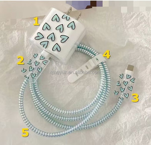 4pcs Dễ Thương 3D phim hoạt hình PVC bảo vệ cáp cho Apple iPhone/iPad 18W/20W sạc trường hợp dây điện thoại tổ chức làm Silicone cao su - Product Image 3