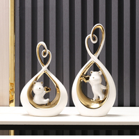 Ornements en céramique en forme d'ours blanc et orange, faits à la main, de style nordique, luxe antique, forme géométrique, décorations créatives pour la maison