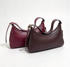 Sac à main pour femme en cuir véritable, bandoulière unique, poignée supérieure, fermeture éclair, rouge bordeaux, vintage, échantillon OEM ODM disponible - Product Image 1