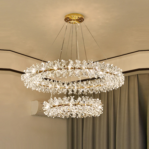 Lampadario LED Moderno Dimmerabile con <span class=keywords><strong>Sospensione</strong></span> <span class=keywords><strong>in</strong></span> Cristallo, Lampada <span class=keywords><strong>a</strong></span> <span class=keywords><strong>Sospensione</strong></span> <span class=keywords><strong>in</strong></span> <span class=keywords><strong>Vetro</strong></span> per Arredamento Casa e Villa, Disponibile <span class=keywords><strong>in</strong></span> Grandi e Medie Dimensioni, Fornitura ODM - Product Image 1