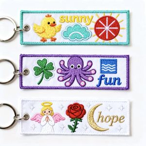 Llaveros de Acero Inoxidable al por Mayor, Ajustables, con Logotipo Personalizado Bordado, con Tela de Poliéster, Colores Personalizados - Etiquetas y Anillos para Llaves - Product Image 5