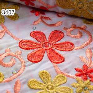 3407 tela de encaje africano barato de <span class=keywords><strong>alta</strong></span> calidad Lafaya tela de encaje de algodón suizo con piedras para coser <span class=keywords><strong>vestidos</strong></span> de fiesta de noche para mujeres - Product Image 3