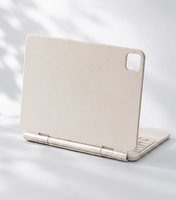 Nouveau clavier magnétique sans fil blanc crème pour tablette, mini clavier avec pavé tactile rétroéclairé LED, rechargeable USB-C, ultra-fin