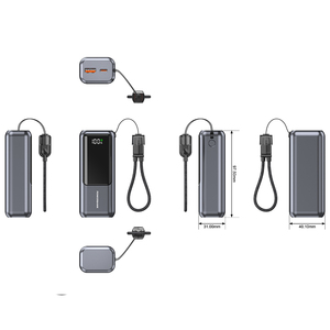 พาวเวอร์<span class=keywords><strong>แบงค์</strong></span>แบบพกพาขนาด 10000mAh PD 22.5W ดีไซน์โลหะเคลือบสี พร้อมหน้าจอดิจิตอลและสายชาร์จในตัว ขายส่งตามเทรนด์ - Product Image 6