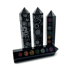 Wholesale Natural Rock Crystal Obsidian Point <strong>Chakra</strong> Rune Crystal Tower for Gift Healing - Product Image 5