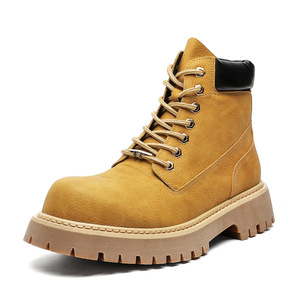 Mid Top Yellow Work <b>Boots</b> Men Fashion British Desert Shoes Thick Sole Anti Slip Breathable Outdoor Trekking <b>Boots</b> - Product Image 4