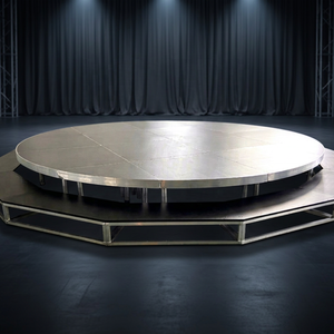 Scène ronde portable en contreplaqué avec surface antidérapante, plateforme de scène en alliage d'aluminium 6061-T6 - Product Image 1
